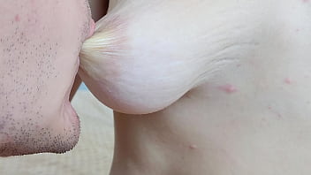 Intense nipple stimulation in close-up view