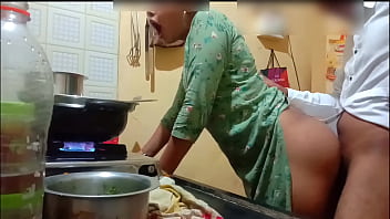 Indian wife pleasures herself while cooking and gets penetrated by her husband